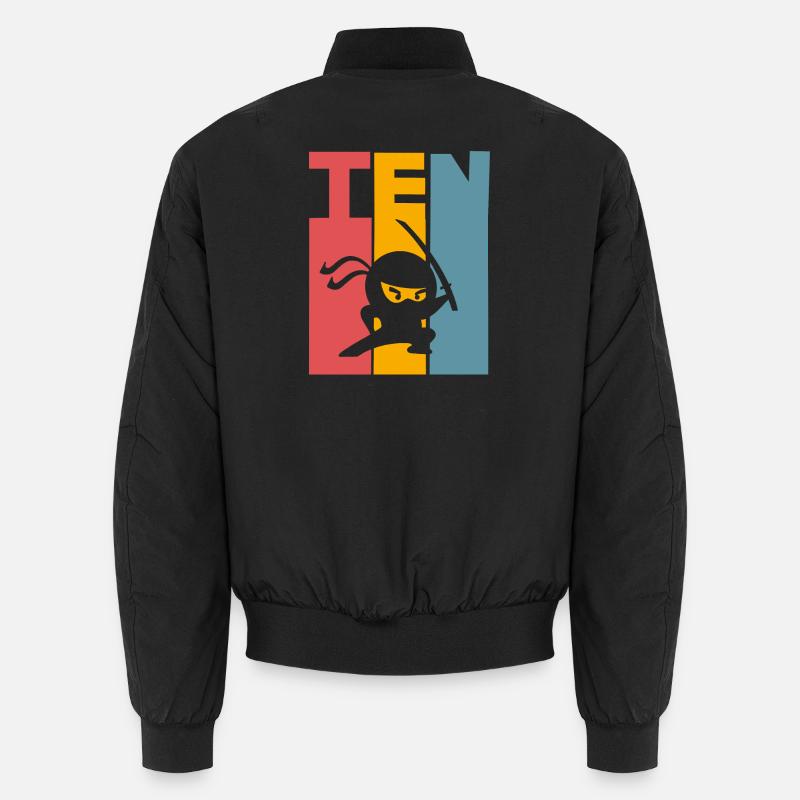 Ninja 10th Birthday Kids - Unisex Bomber Jacket - black