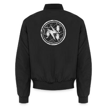 Signes de corporation Électriciens Rond dans le look used - Bomber unisexe - noir - Dos - AI Model Male 185 light (185cm)