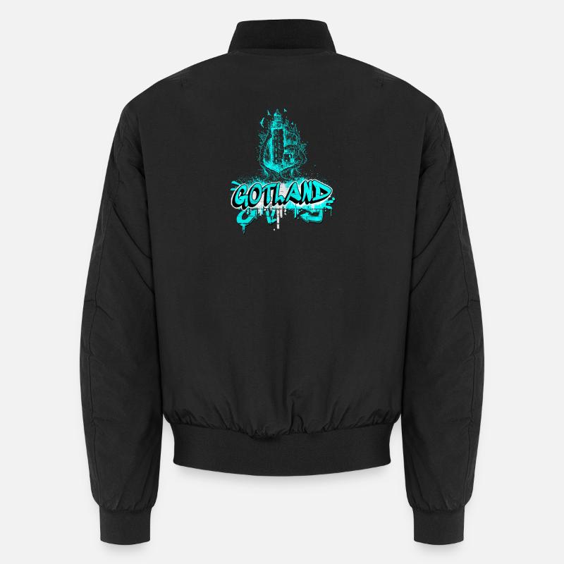 Gotland graffiti lighthouse design - Unisex Bomber Jacket - black