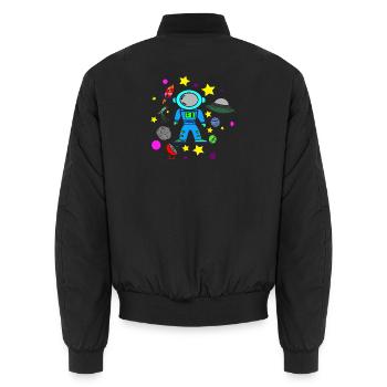 Kids Stern Spielsachen Fliegen Planeten - Unisex Bomberjacke - Schwarz - Hinten - AI Model Male 185 light (185cm)