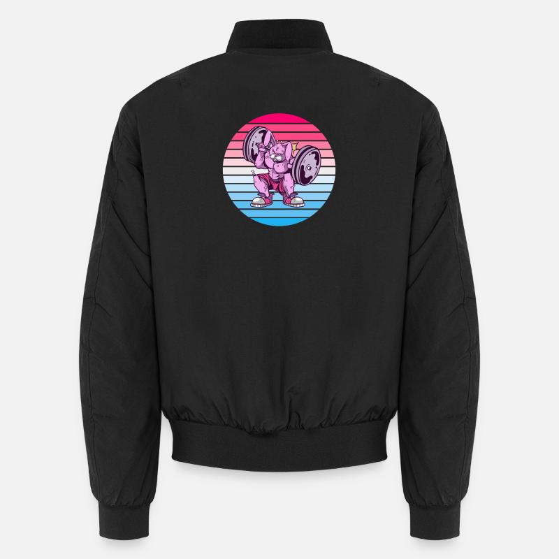 Rabbit Bodybuilder Design - Unisex Bomber Jacket - black