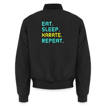 Eat. Sleep. Karate. Repeat. - Unisex Bomberjacke - Schwarz - Hinten - AI Model Male 185 light (185cm)