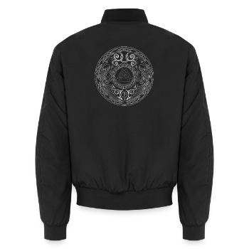 Mandala runique à triade centrale - Bomber unisexe - noir - Dos - AI Model Male 185 light (185cm)