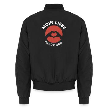 moin liebe tschüss hass - Unisex Bomberjacke - Schwarz - Hinten - AI Model Male 185 light (185cm)