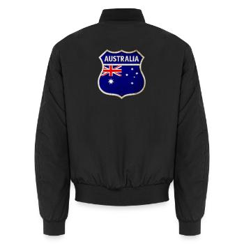 Australien Wappen Flaggen Design - Unisex Bomberjacke - Schwarz - Hinten - AI Model Male 185 light (185cm)