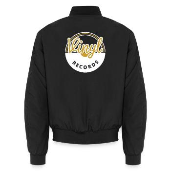 Schallplatten - Unisex Bomberjacke - Schwarz - Hinten - AI Model Male 185 light (185cm)