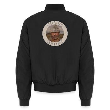 Nordic Viking / Hans Strom Sweden - Unisex Bomber Jacket - black - Back - AI Model Male 185 light (185cm)