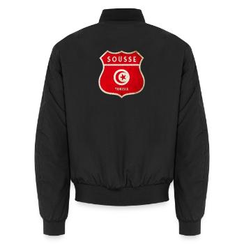 Sousse Tunisie Armoiries Drapeaux Design - Bomber unisexe - noir - Dos - AI Model Male 185 light (185cm)