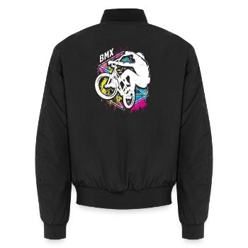 Farbenfrohes Bmx Fahrrad - Buntes Bmx Rad - Unisex Bomberjacke - Schwarz - Hinten - AI Model Male 185 light (185cm)