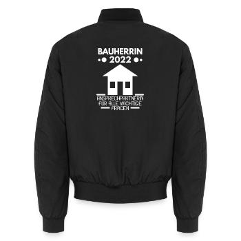 Bauherrin Hausbau Baustelle Richtfest 2022 - Unisex Bomberjacke - Schwarz - Hinten - AI Model Male 185 light (185cm)