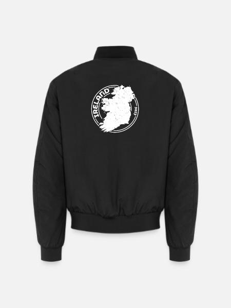 Ireland | Irish Map | Island Outline Stamp Design - Unisex Bomber Jacket - black