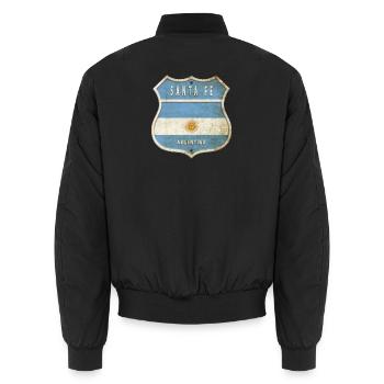 Santa Fe Argentinien Wappen Flaggen Design - Unisex Bomberjacke - Schwarz - Hinten - AI Model Male 185 light (185cm)