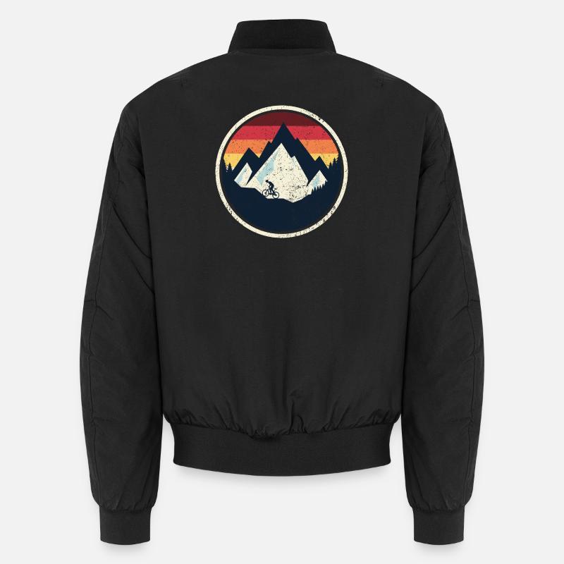 Retro Mountain Bike Sunset Unisex Bomber Jacket