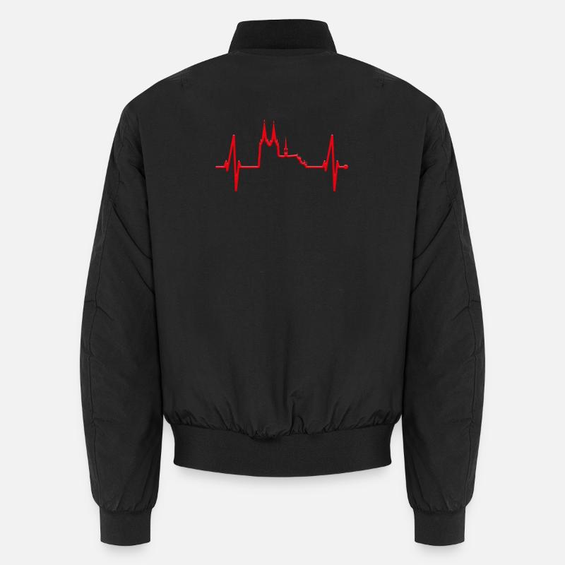 Cologne Skyline Heartbeat Rouge Blanc Kölsch Cologne Bomber unisexe