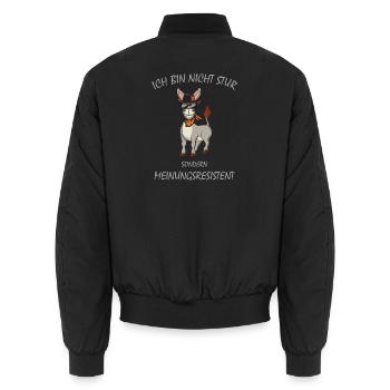 Esel, Ich bin nicht STUR sondern Meinungsresistent - Unisex Bomberjacke - Schwarz - Hinten - AI Model Male 185 light (185cm)