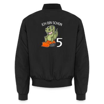 5. Geburtstag Junge - 5 Jahre Geschenk - Unisex Bomberjacke - Schwarz - Hinten - AI Model Male 185 light (185cm)