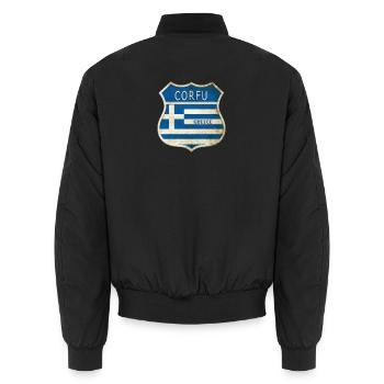 Corfou Grèce Armoiries Drapeaux Design - Bomber unisexe - noir - Dos - AI Model Male 185 light (185cm)