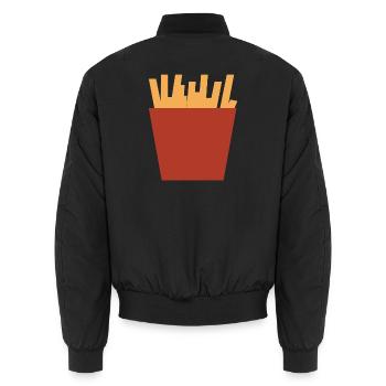 French fries bag - Unisex Bomber Jacket - black - Back - AI Model Male 185 light (185cm)