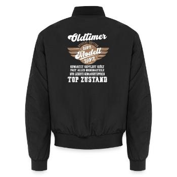 Oldtimer 1972 53. Geburtstag Geschenk Baujahr - Unisex Bomberjacke - Schwarz - Hinten - AI Model Male 185 light (185cm)