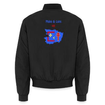 Maine & loire - Unisex Bomber Jacket - black - Back - AI Model Male 185 light (185cm)