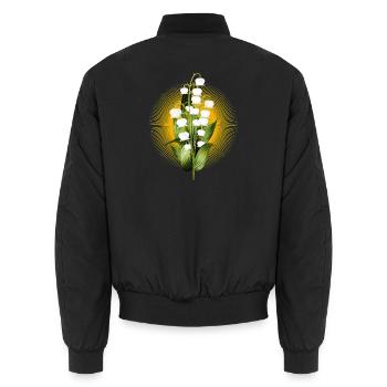strahlender Maiglöckchen Strauß als Frühlingsgruß - Unisex Bomberjacke - Schwarz - Hinten - AI Model Male 185 light (185cm)