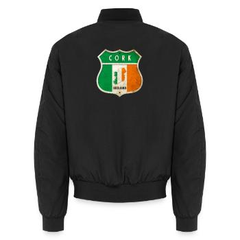 Cork Irland Wappen Flaggen Design - Unisex Bomberjacke - Schwarz - Hinten - AI Model Male 185 light (185cm)