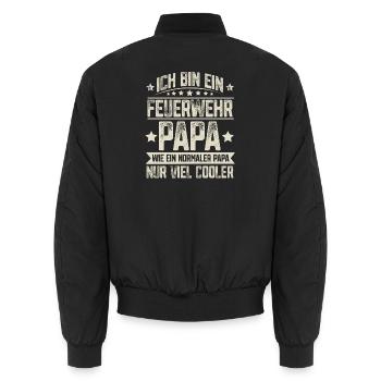 Papa Feuerwehr Vater Vatertag - Unisex Bomberjacke - Schwarz - Hinten - AI Model Male 185 light (185cm)