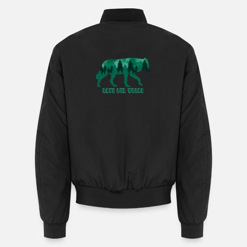 Climate Change Environmental Protection Wolf - Unisex Bomber Jacket - black