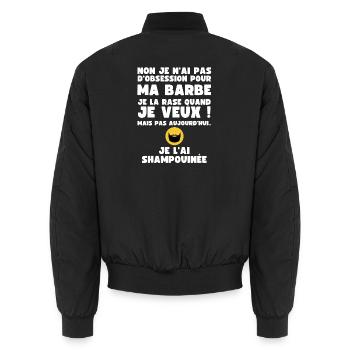 Non je n'ai pas d'Obsession pour ma Barbe - Humour - Bomber unisexe - noir - Dos - AI Model Male 185 light (185cm)