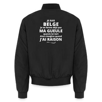 Belgique, Belgique humour, je suis belge - Bomber unisexe - noir - Dos - AI Model Male 185 light (185cm)