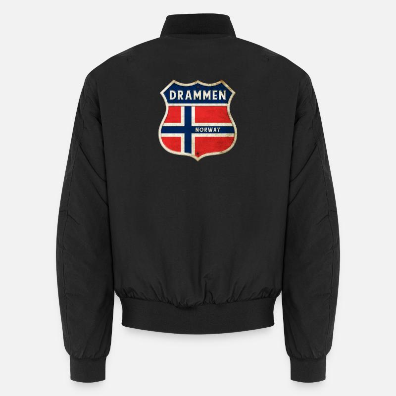 Drammen Norwegen Wappen Flaggen Design Unisex Bomberjacke