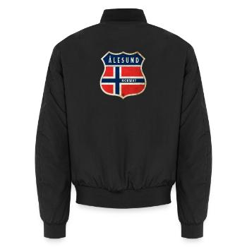 Ålesund Norvège Armoiries Drapeaux Design - Bomber unisexe - noir - Dos - AI Model Male 185 light (185cm)