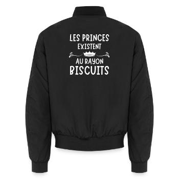 prince, prince humour, je suis un prince - Bomber unisexe - noir - Dos - AI Model Male 185 light (185cm)