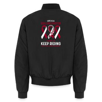 Head and Neck Cancer Burgundy White Rollercoaster - Unisex Bomber Jacket - black - Back - AI Model Male 185 light (185cm)