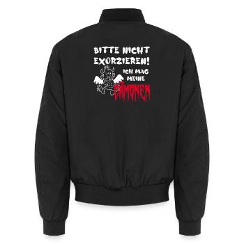 Bitte nicht exorzieren! Ich mag meine Dämonen - Unisex Bomberjacke - Schwarz - Hinten - AI Model Male 185 light (185cm)