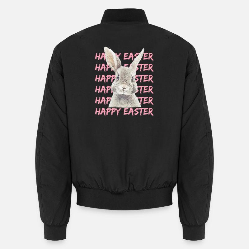 Pastellhase mit Easter-Muster - Unisex Bomberjacke - Schwarz