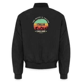 Cagliari Italien Strand Design - Unisex Bomberjacke - Schwarz - Hinten - AI Model Male 185 light (185cm)