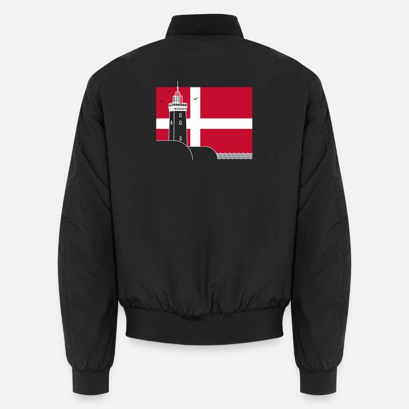 Drapeau du Danemark avec phare de Rubjerg Knude Bomber unisexe