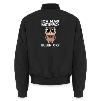 Ich mag halt einfach Eulen - Unisex Bomberjacke - Schwarz - Hinten - AI Model Male 185 light (185cm)