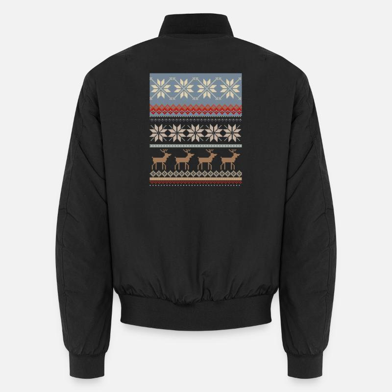 Frosty Christmas magic with reindeer Unisex Bomber Jacket