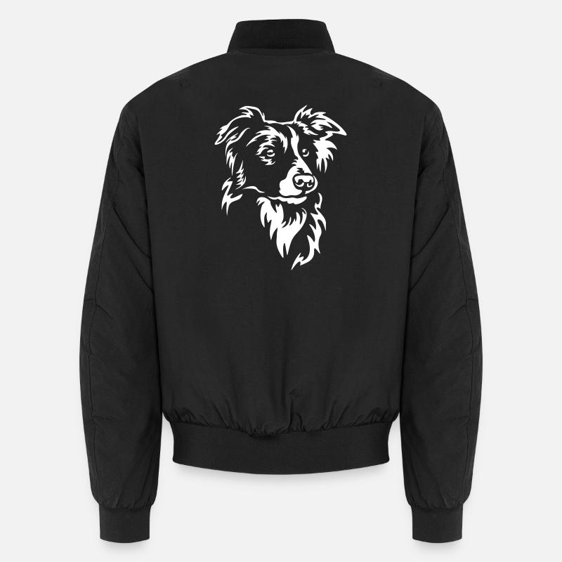 Border Collie Kopf "Black Edition" - Unisex Bomberjacke - Schwarz