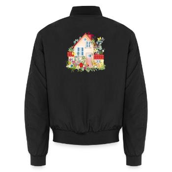 villa colorée avec jardin luxuriant - Une maison de rêve - Bomber unisexe - noir - Dos - AI Model Male 185 light (185cm)
