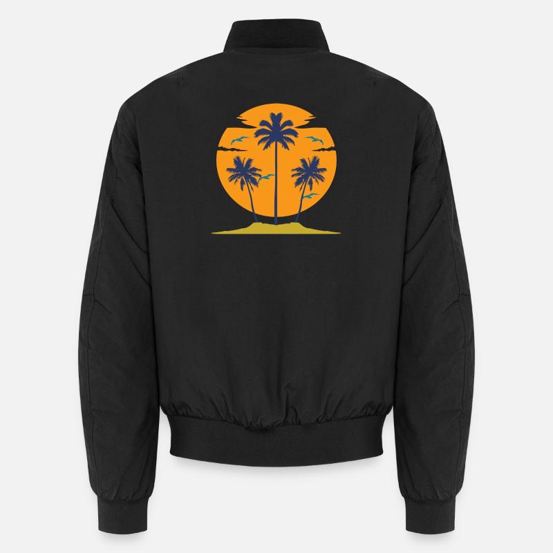 Coucher de soleil avec silhouette de palmiers Bomber unisexe