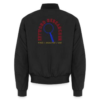 Keyword Research Magnifying Glass Logo - Unisex Bomber Jacket - black - Back - AI Model Male 185 light (185cm)