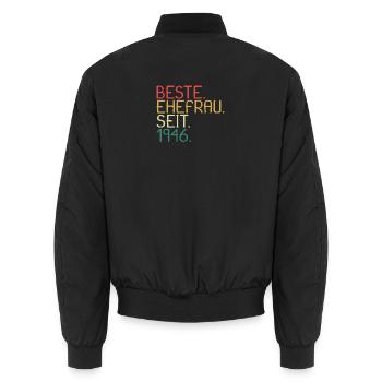 Beste Ehefrau Seit 1946 - Jahrestag Geschenk - Unisex Bomberjacke - Schwarz - Hinten - AI Model Male 185 light (185cm)