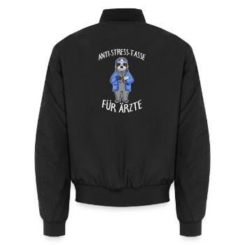Anti Stress Tasse für Tierärzte - Unisex Bomberjacke - Schwarz - Hinten - AI Model Male 185 light (185cm)