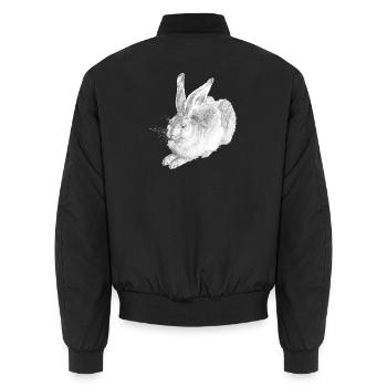 LAPIN BLANC | Lièvre des neiges d’après Albrecht Dürer - Bomber unisexe - noir - Dos - AI Model Male 185 light (185cm)
