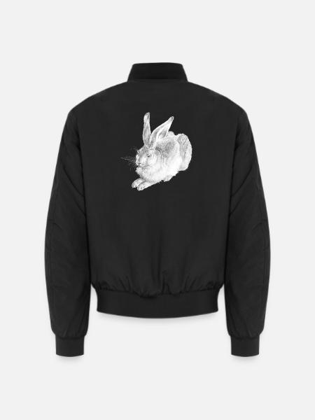 WHITE RABBIT | Schneehase nach Albrecht Dürer - Unisex Bomberjacke - Schwarz