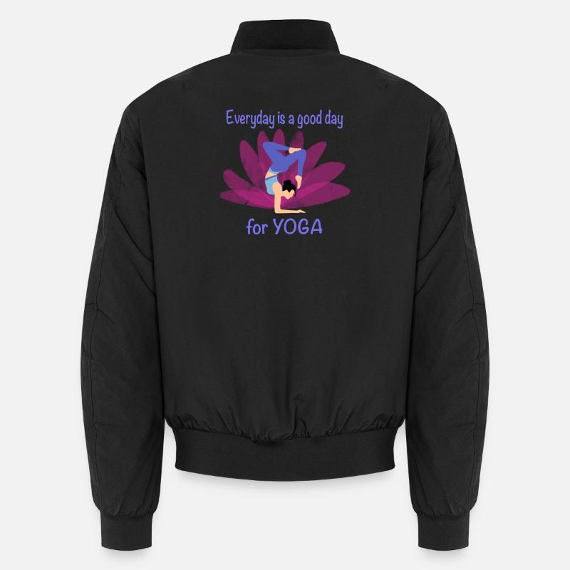 Everyday yoga with flower accent - Unisex Bomber Jacket - black
