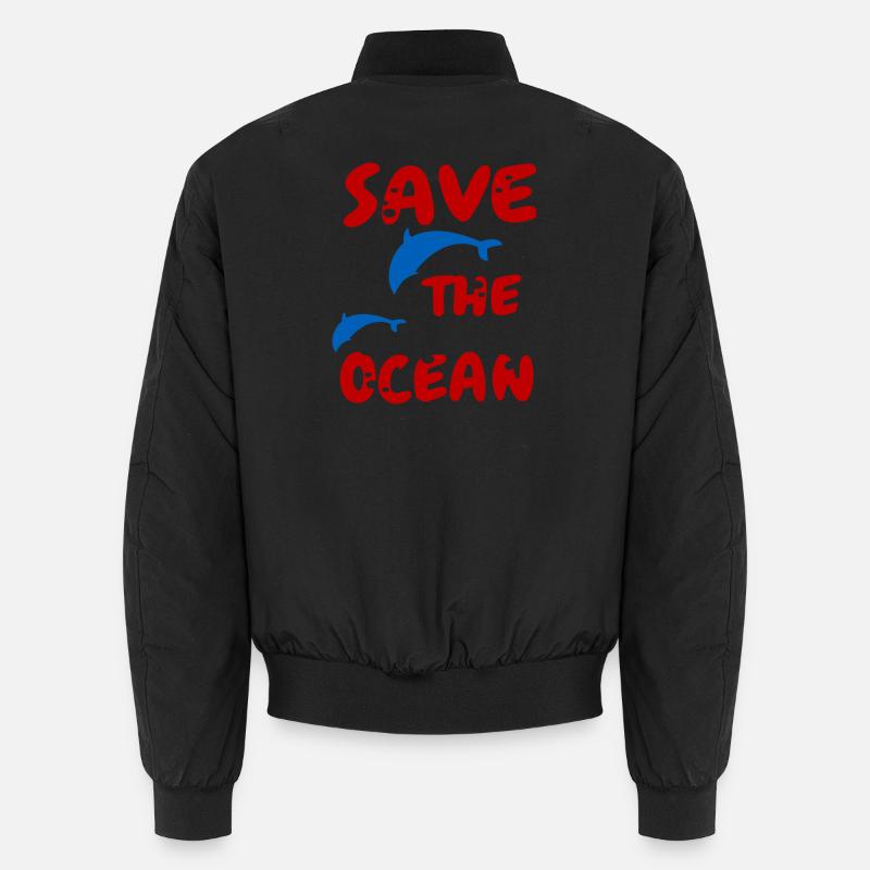 save the ocean, dolphins - Unisex Bomber Jacket - black